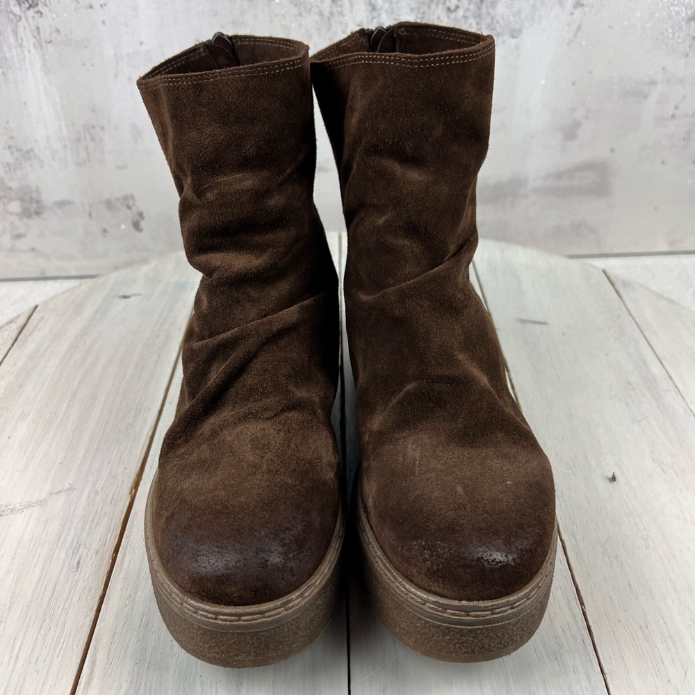 443tst Italian Project Suede Leather Brown Platfo… - image 7